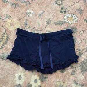 Navy Ruffle Trim Sleep Shorts